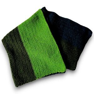 Hand‎ Crocheted Blanket Baby Lap Afghan Dark Bright Greens Blue 36"x28" NWOT